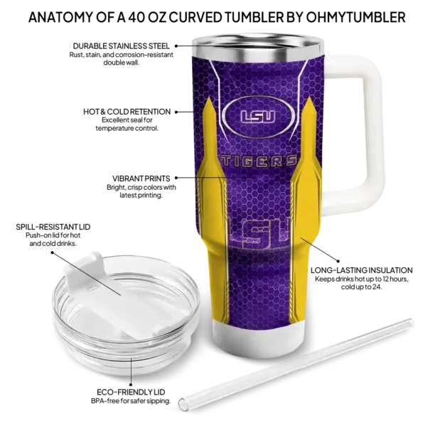 custom lsu tigers hexagon armor purple curved tumbler new arrival.webp