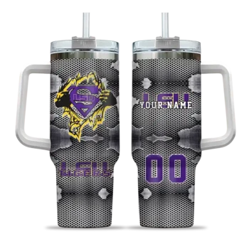 custom lsu tigers superman shield purple gray curved tumbler best selling.webp