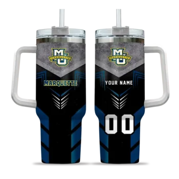 custom marquette golden eagles arrow armor blue black curved tumbler best selling.webp