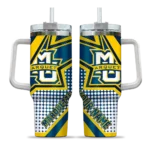 custom marquette golden eagles arrow burst blue curved tumbler best selling.webp