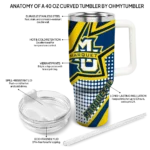 custom marquette golden eagles arrow burst blue curved tumbler best selling.webp