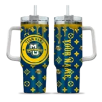 custom marquette golden eagles bullseye drips blue curved tumbler best selling.webp