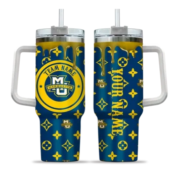 custom marquette golden eagles bullseye drips blue curved tumbler best selling.webp