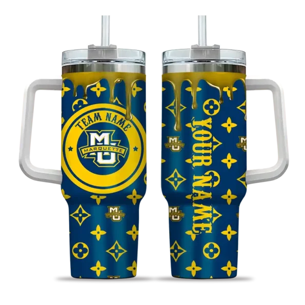 custom marquette golden eagles bullseye drips blue curved tumbler best selling.webp