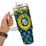 custom marquette golden eagles bullseye drips blue curved tumbler best selling.webp