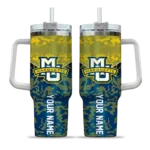 custom marquette golden eagles chevron stripe blue curved tumbler best selling.webp