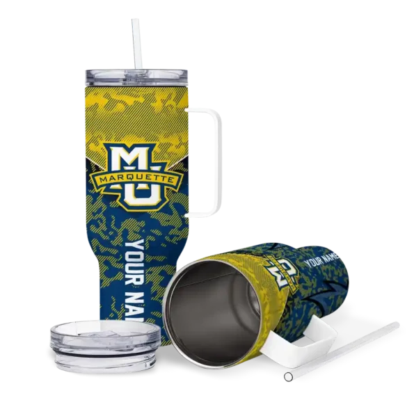 custom marquette golden eagles chevron stripe blue curved tumbler high quality.webp