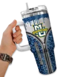 custom marquette golden eagles leopard zipper blue curved tumbler best selling.webp