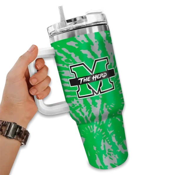 custom marshall thundering herd burst swirl green curved tumbler fashion forward.webp