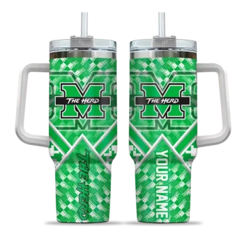 custom marshall thundering herd chevron angle green curved tumbler best selling.webp