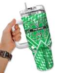 custom marshall thundering herd chevron angle green curved tumbler best selling.webp