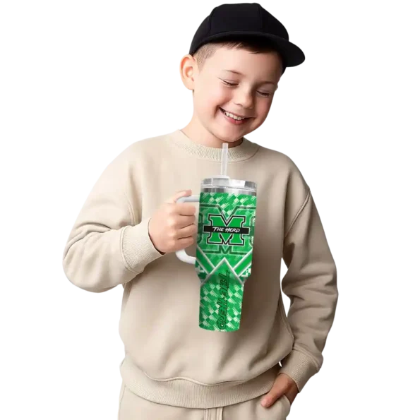 custom marshall thundering herd chevron angle green curved tumbler latest model.webp