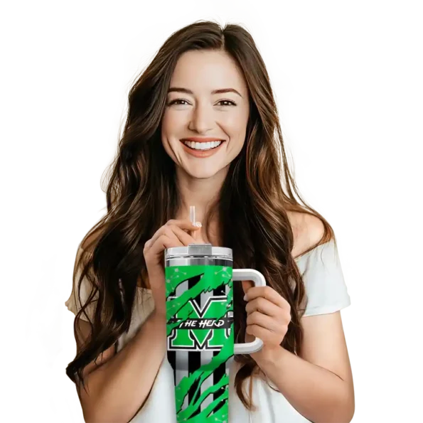 custom marshall thundering herd claw cut green black curved tumbler premium grade.webp