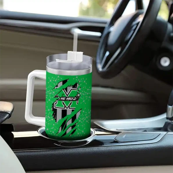 custom marshall thundering herd claw cut green black curved tumbler trendy.webp