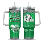 custom marshall thundering herd heart helmet motif green curved tumbler best selling.webp