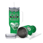 custom marshall thundering herd heart helmet motif green curved tumbler best selling.webp