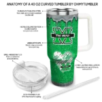 custom marshall thundering herd heart helmet motif green curved tumbler best selling.webp