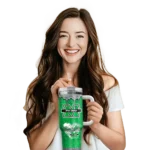 custom marshall thundering herd heart helmet motif green curved tumbler best selling.webp