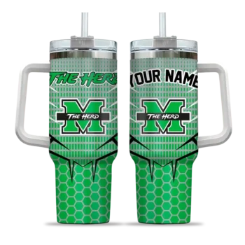 custom marshall thundering herd hex texture green curved tumbler best selling.webp