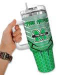 custom marshall thundering herd hex texture green curved tumbler best selling.webp