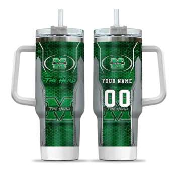custom marshall thundering herd hexagon armor green curved tumbler best selling.webp