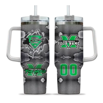 custom marshall thundering herd superman shield green gray curved tumbler best selling.webp