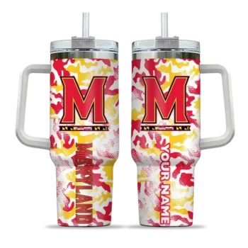 custom maryland terrapins camo mashup red white curved tumbler best selling.webp
