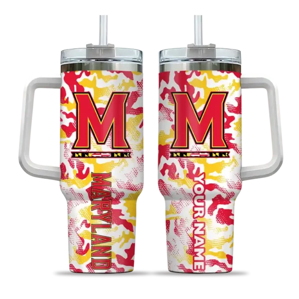 custom maryland terrapins camo mashup red white curved tumbler best selling.webp