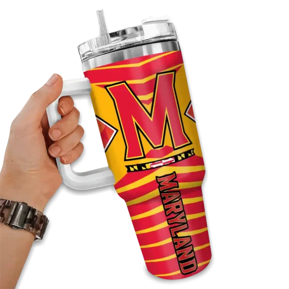 custom maryland terrapins chevron layers red curved tumbler fashion forward.webp
