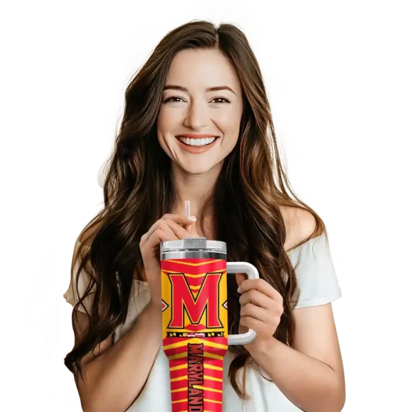 custom maryland terrapins chevron layers red curved tumbler premium grade.webp