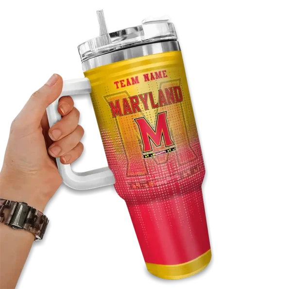 custom maryland terrapins gradient dots red curved tumbler fashion forward.webp