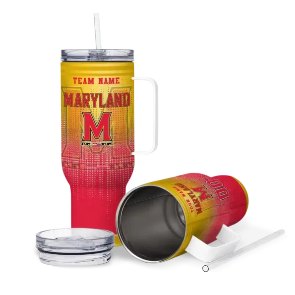 custom maryland terrapins gradient dots red curved tumbler high quality.webp