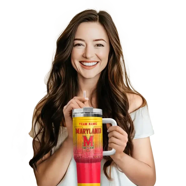 custom maryland terrapins gradient dots red curved tumbler premium grade.webp