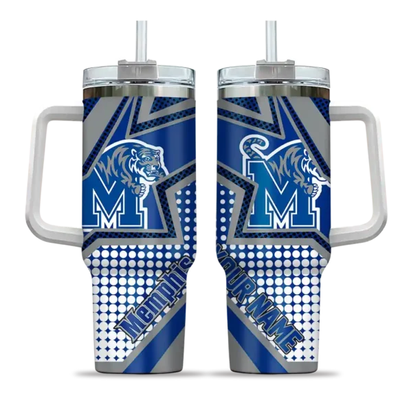 custom memphis tigers arrow burst blue curved tumbler best selling.webp