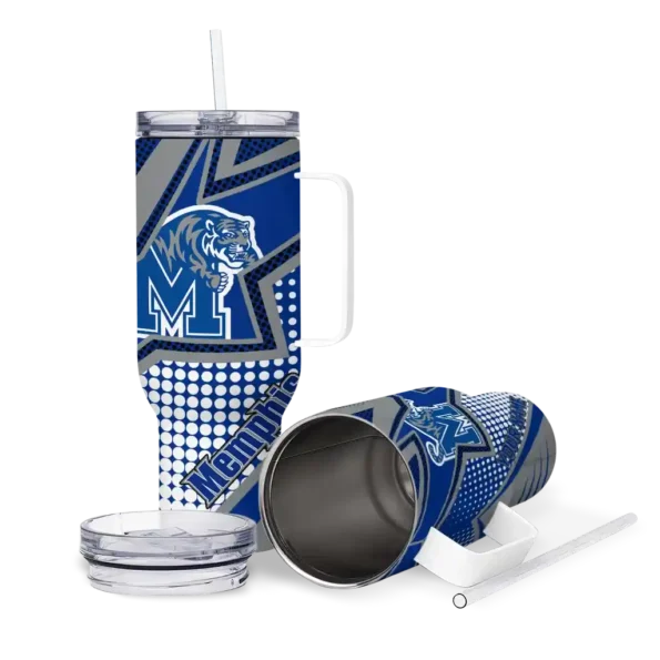 custom memphis tigers arrow burst blue curved tumbler high quality.webp
