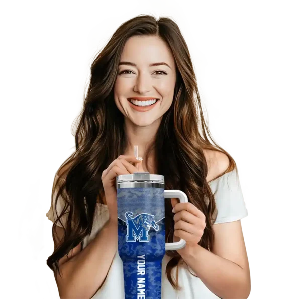 custom memphis tigers chevron stripe blue curved tumbler premium grade.webp
