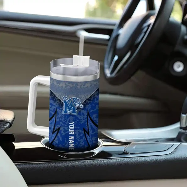 custom memphis tigers chevron stripe blue curved tumbler trendy.webp