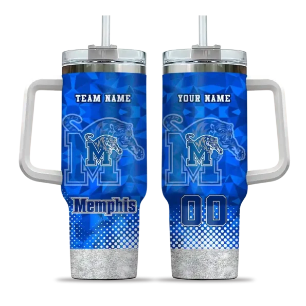 custom memphis tigers geometric prism blue curved tumbler best selling.webp