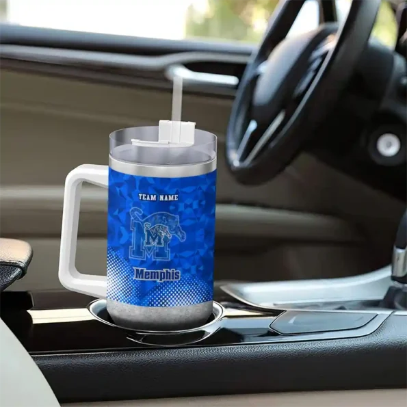custom memphis tigers geometric prism blue curved tumbler trendy.webp