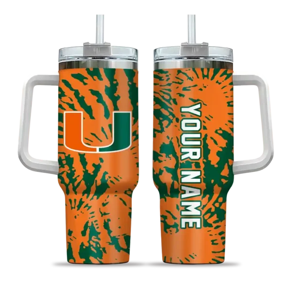 custom miami hurricanes burst swirl orange curved tumbler best selling.webp
