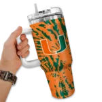 custom miami hurricanes burst swirl orange curved tumbler best selling.webp
