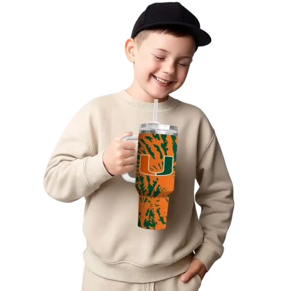 custom miami hurricanes burst swirl orange curved tumbler latest model.webp