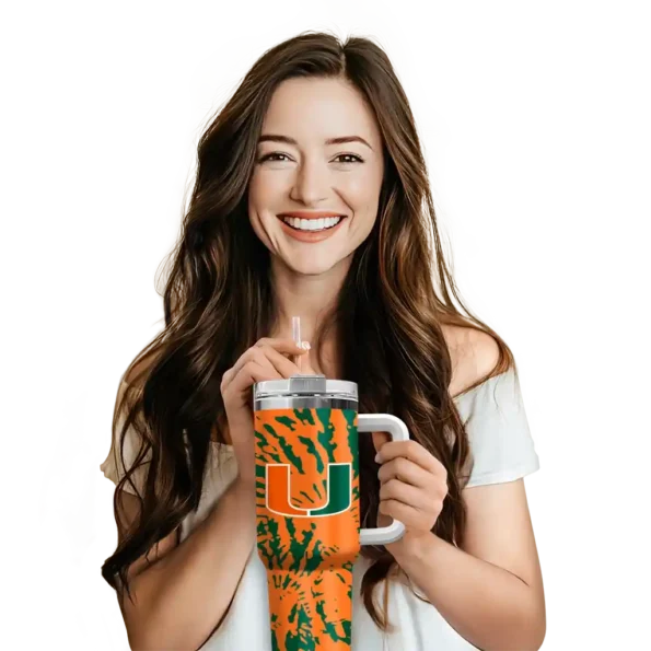 custom miami hurricanes burst swirl orange curved tumbler premium grade.webp