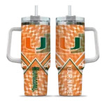 custom miami hurricanes chevron angle orange curved tumbler best selling.webp