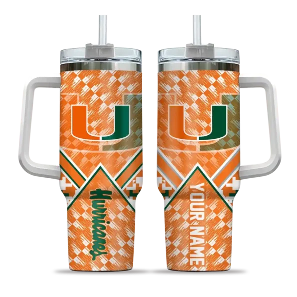 custom miami hurricanes chevron angle orange curved tumbler best selling.webp