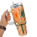 custom miami hurricanes chevron angle orange curved tumbler best selling.webp