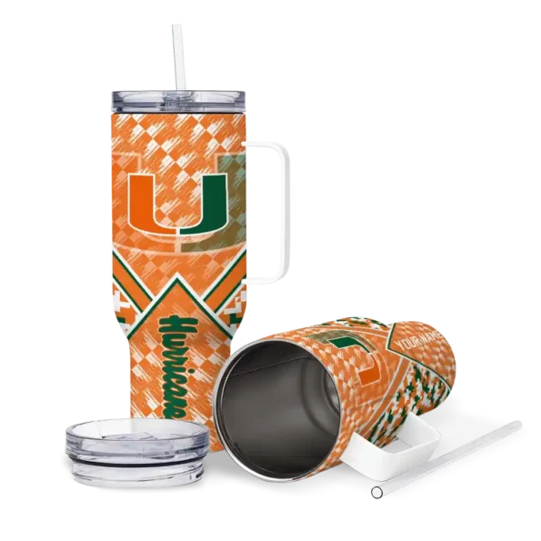 custom miami hurricanes chevron angle orange curved tumbler high quality.webp