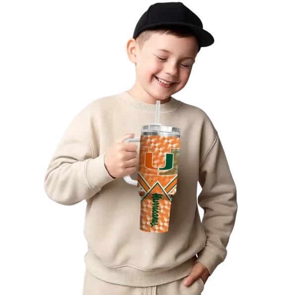 custom miami hurricanes chevron angle orange curved tumbler latest model.webp