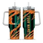 custom miami hurricanes claw cut orange black curved tumbler best selling.webp