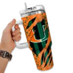 custom miami hurricanes claw cut orange black curved tumbler best selling.webp